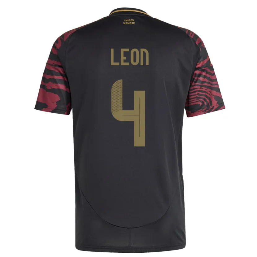 Danxen Men Peru Mía León #4 Black Away Jersey 24-26 T-Shirt