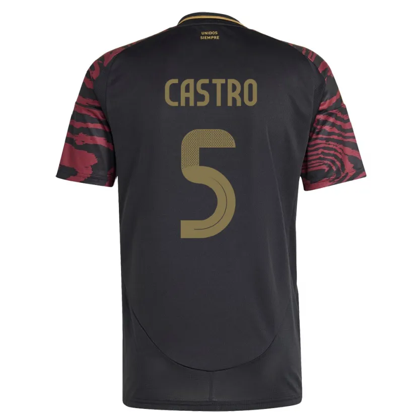 Danxen Men Peru Rosa Castro #5 Black Away Jersey 24-26 T-Shirt