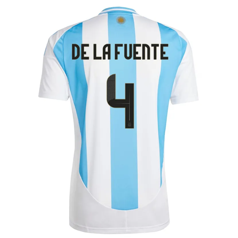 Danxen Women Argentina Hernan De La Fuente #4 White Blue Home Jersey 24-26 T-Shirt