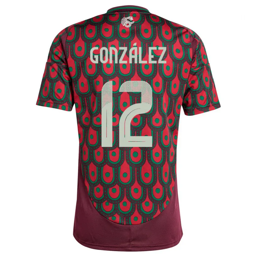 Danxen Women Mexico Itzel Gonzalez #12 Maroon Home Jersey 24-26 T-Shirt