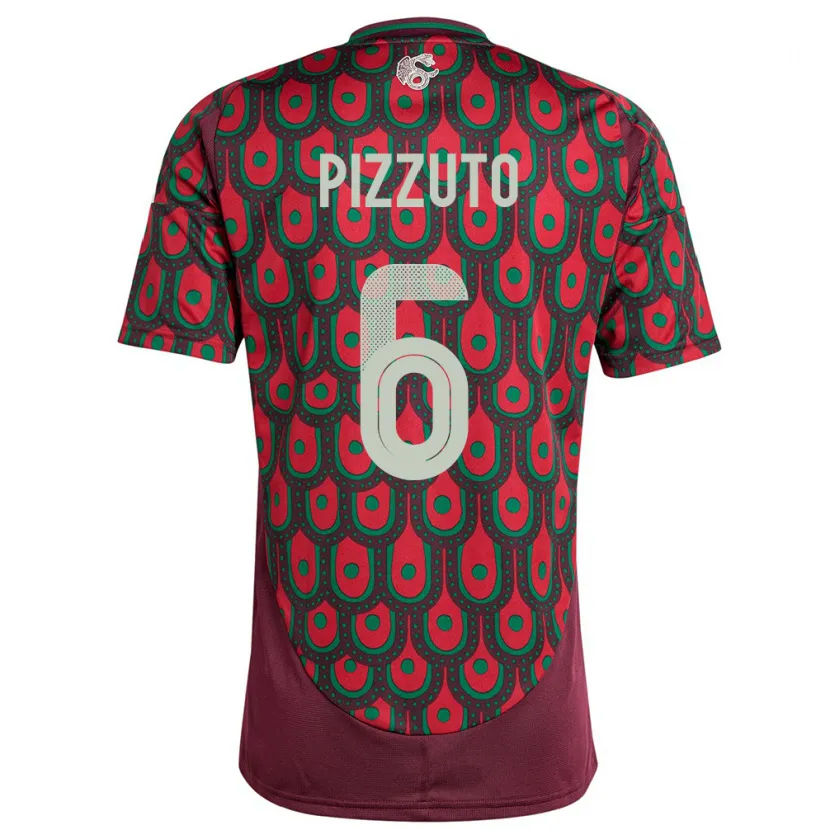 Danxen Women Mexico Eugenio Pizzuto #6 Maroon Home Jersey 24-26 T-Shirt