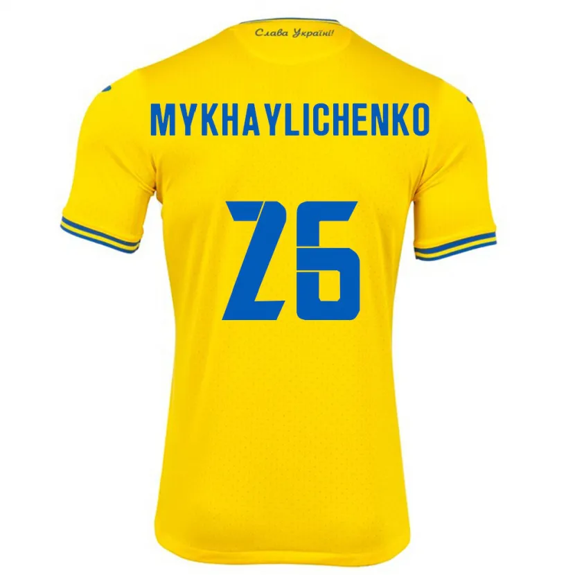 Danxen Women Ukraine Bogdan Mykhaylichenko #26 Yellow Home Jersey 24-26 T-Shirt