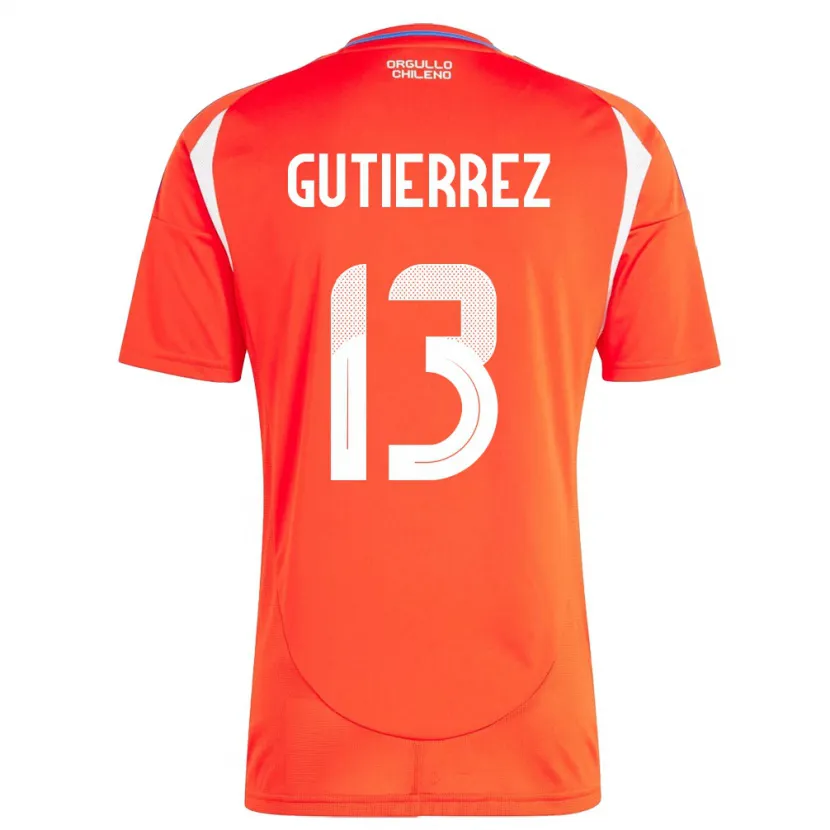 Danxen Women Chile Daniel Gutiérrez #13 Red Home Jersey 24-26 T-Shirt