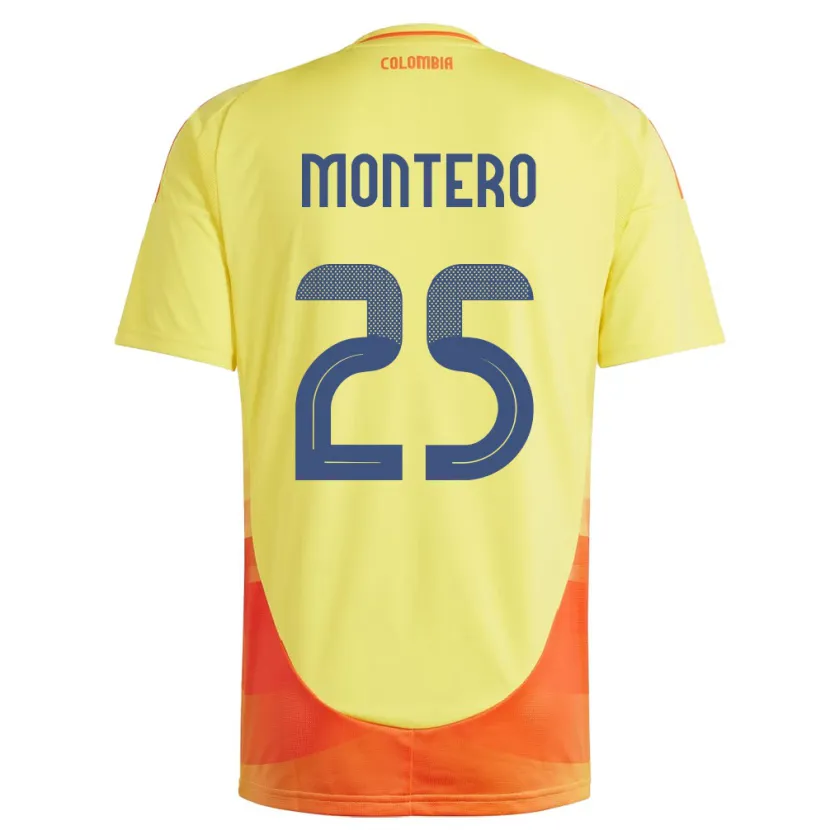 Danxen Women Colombia Álvaro Montero #25 Yellow Home Jersey 24-26 T-Shirt