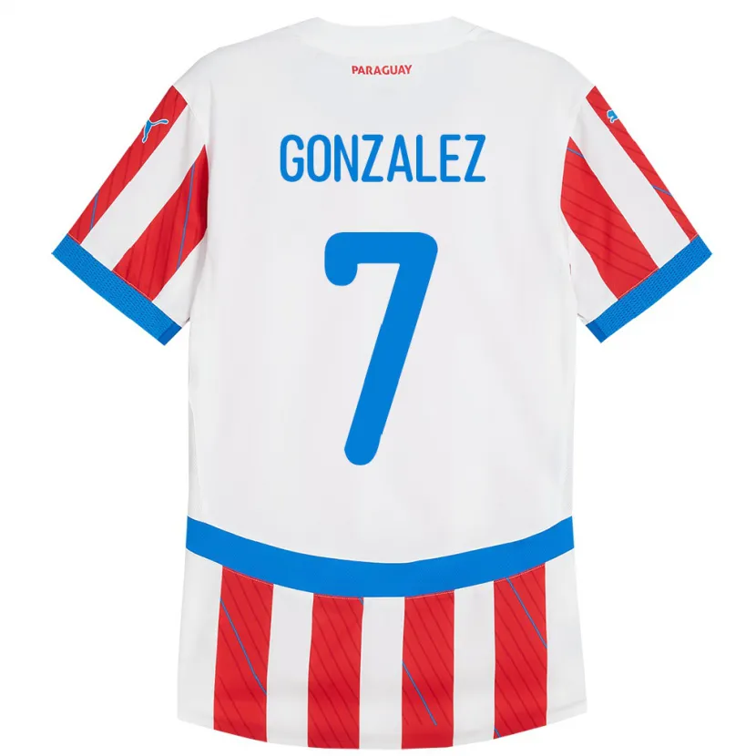 Danxen Women Paraguay Diego González #7 White Red Home Jersey 24-26 T-Shirt