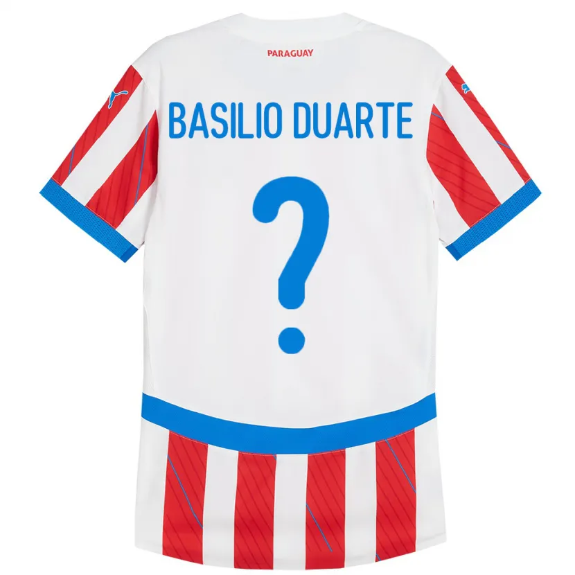 Danxen Women Paraguay Basilio Duarte #0 White Red Home Jersey 24-26 T-Shirt