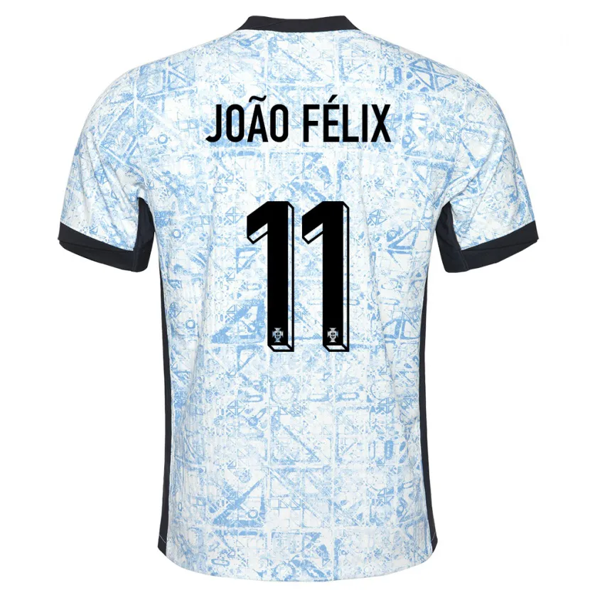 Danxen Women Portugal Joao Felix #11 Cream Blue Away Jersey 24-26 T-Shirt