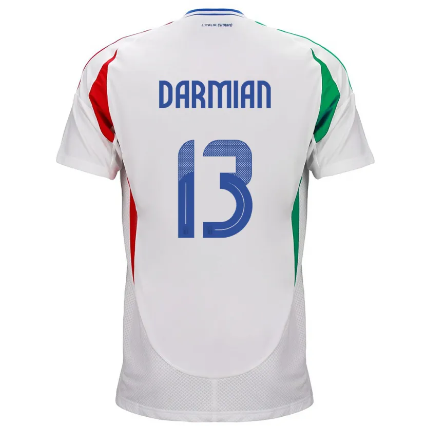 Danxen Women Italy Matteo Darmian #13 White Away Jersey 24-26 T-Shirt