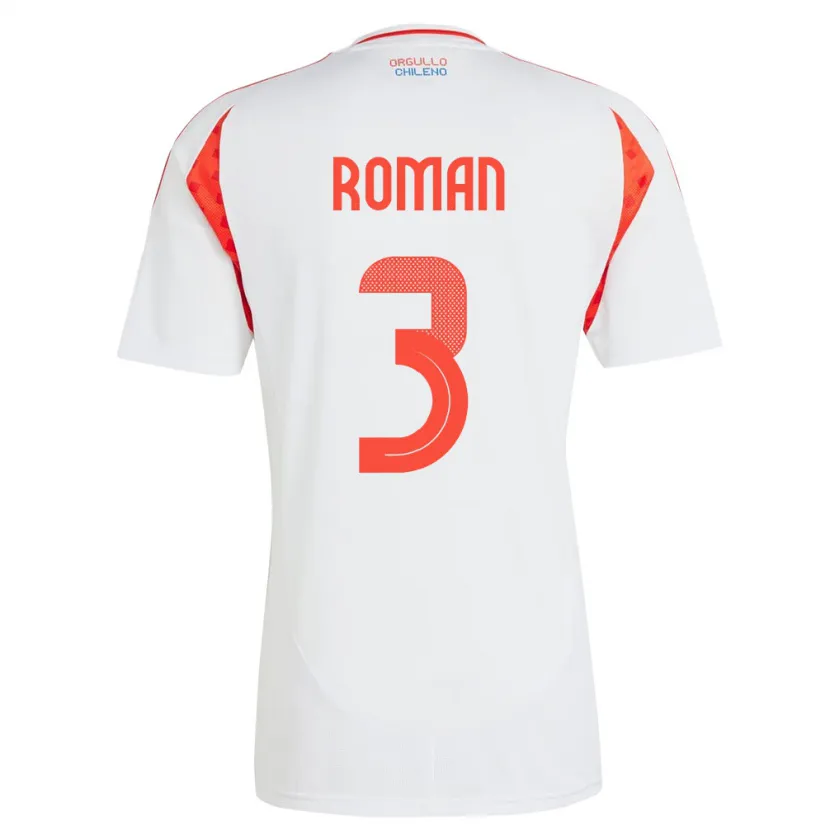 Danxen Women Chile Iván Román #3 White Away Jersey 24-26 T-Shirt