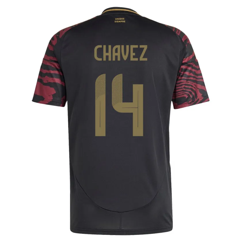 Danxen Women Peru Felipe Chávez #14 Black Away Jersey 24-26 T-Shirt