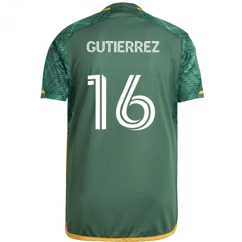 Danxen Kid Diego Gutiérrez #16 Green Orange Home Jersey 2024/25 T-Shirt