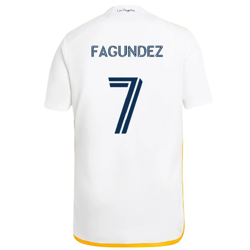 Danxen Kid Diego Fagúndez #7 White Yellow Home Jersey 2024/25 T-Shirt