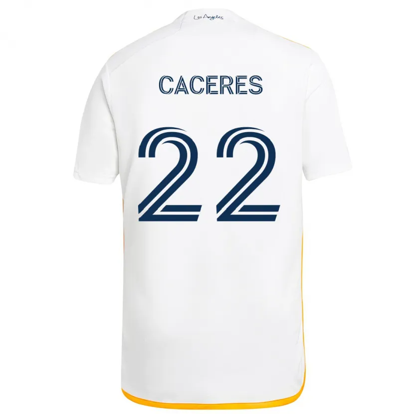 Danxen Kid Martín Cáceres #22 White Yellow Home Jersey 2024/25 T-Shirt