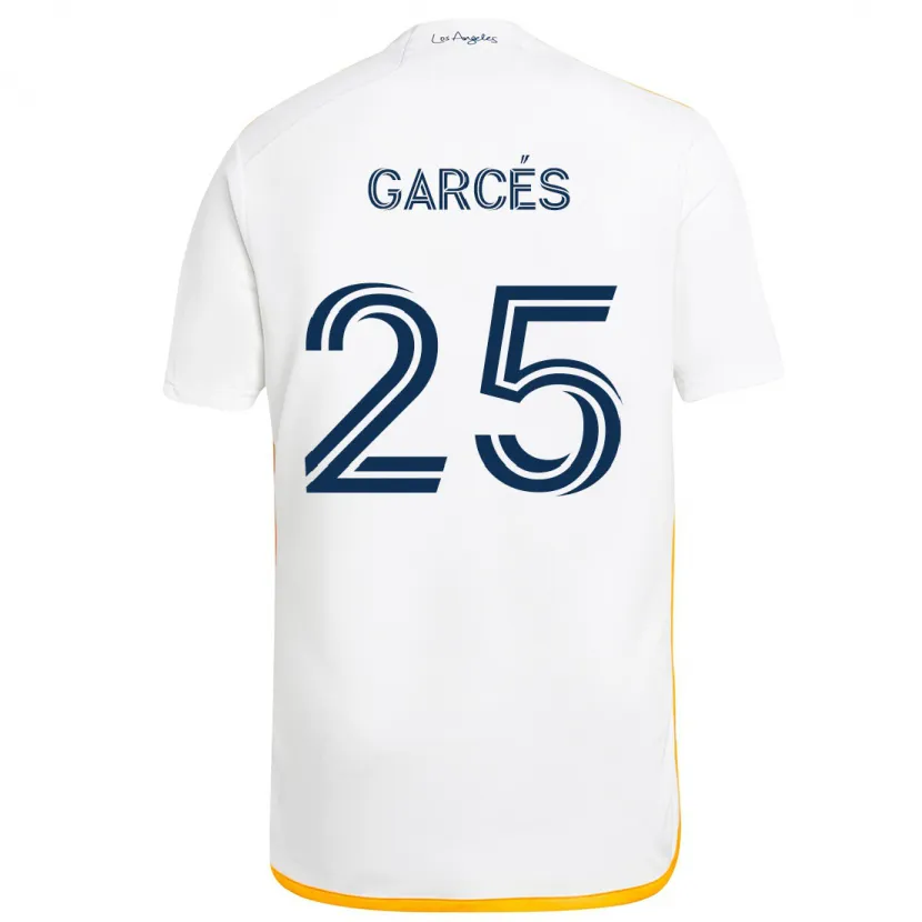 Danxen Kid Carlos Garcés #25 White Yellow Home Jersey 2024/25 T-Shirt