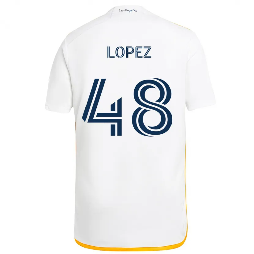 Danxen Kid Diego López #48 White Yellow Home Jersey 2024/25 T-Shirt