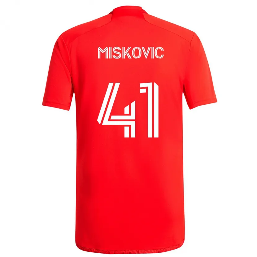 Danxen Kid Mihajlo Miskovic #41 Red White Home Jersey 2024/25 T-Shirt