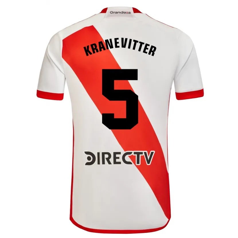 Danxen Kid Matías Kranevitter #5 White Red Home Jersey 2024/25 T-Shirt