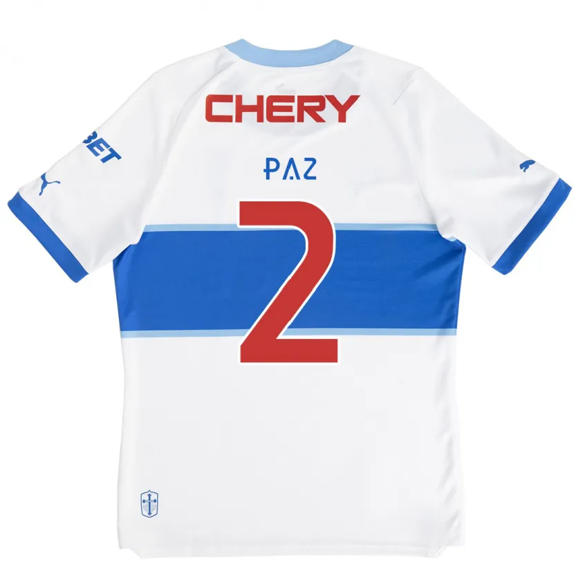 Danxen Kid Nehuén Paz #2 White Blue Home Jersey 2024/25 T-Shirt