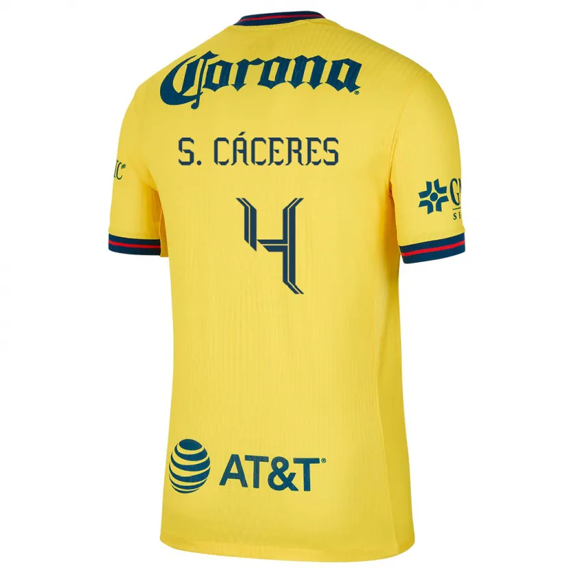 Danxen Kid Sebastián Cáceres #4 Yellow Blue Home Jersey 2024/25 T-Shirt