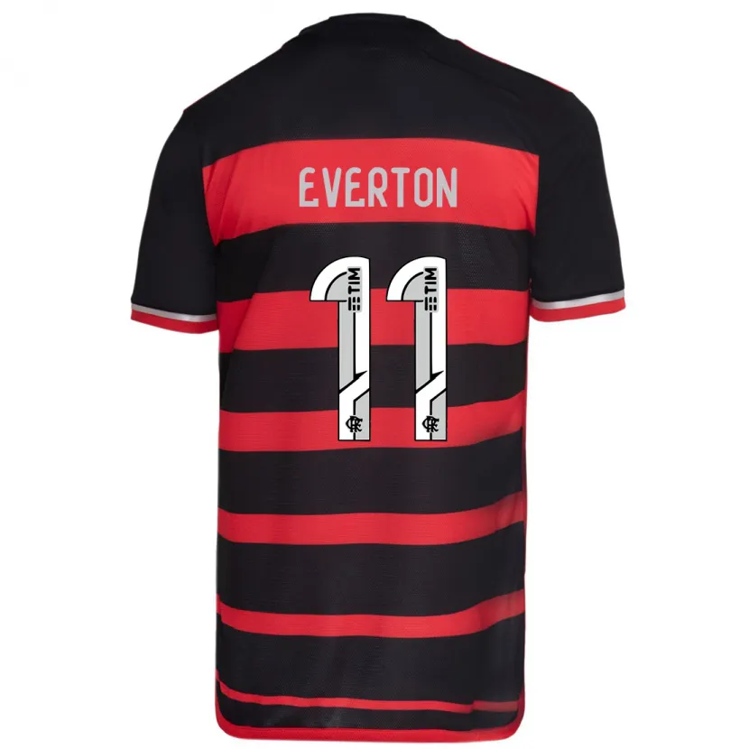 Danxen Kid Everton #11 Red Black Home Jersey 2024/25 T-Shirt