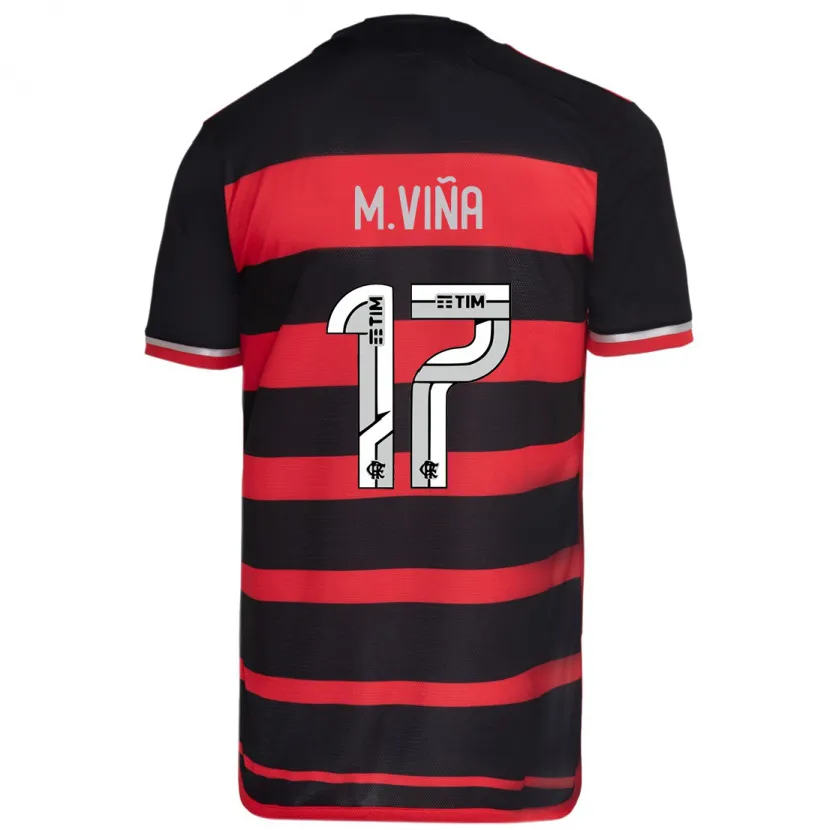 Danxen Kid Matías Viña #17 Red Black Home Jersey 2024/25 T-Shirt