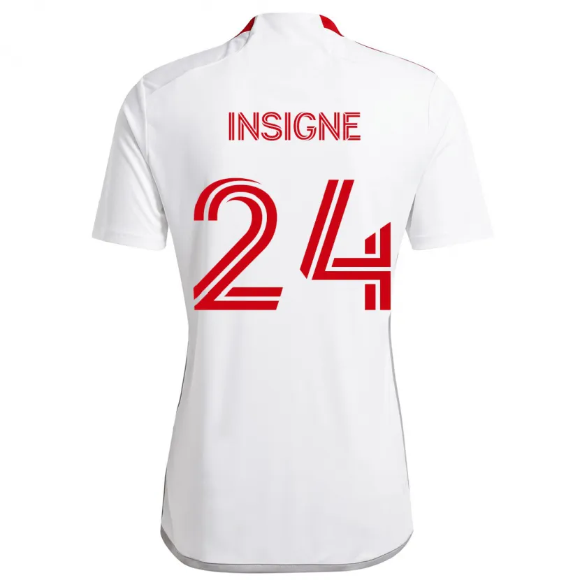 Danxen Kid Lorenzo Insigne #24 White Red Away Jersey 2024/25 T-Shirt