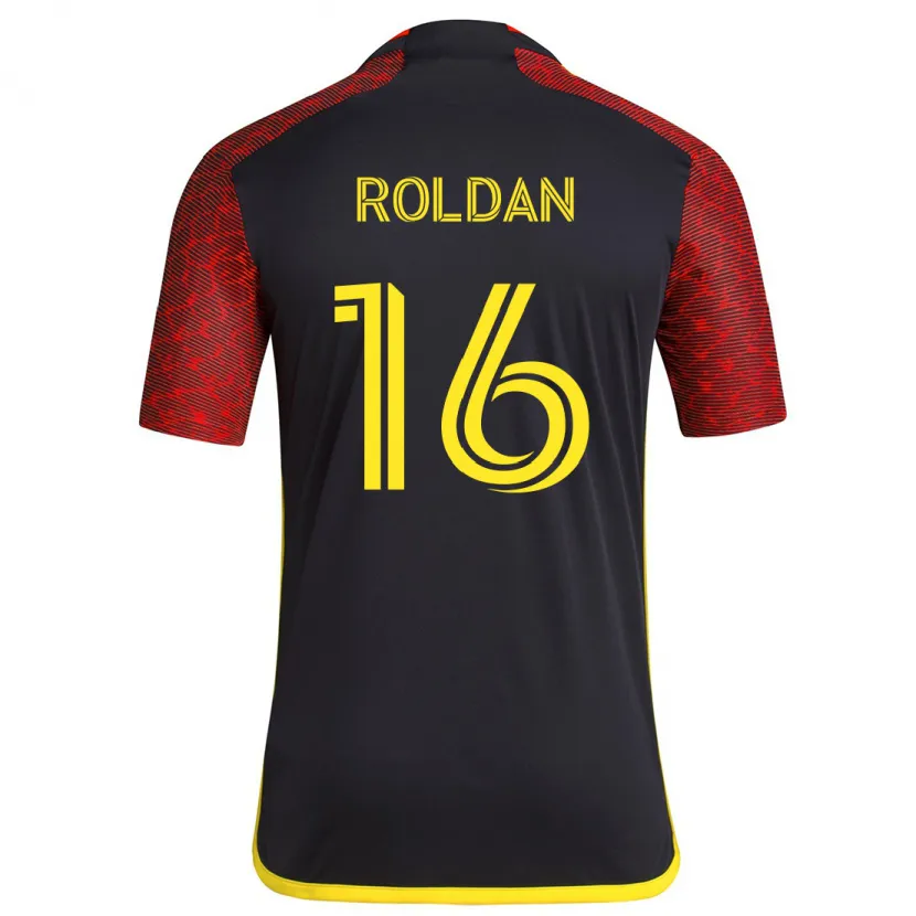 Danxen Kid Álex Roldán #16 Red Black Away Jersey 2024/25 T-Shirt