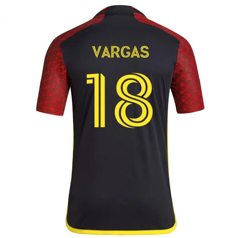 Danxen Kid Obed Vargas #18 Red Black Away Jersey 2024/25 T-Shirt