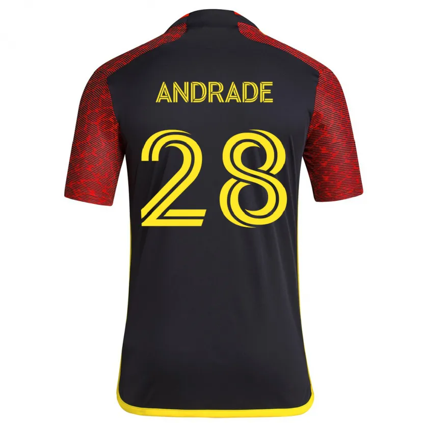 Danxen Kid Yeimar Gómez Andrade #28 Red Black Away Jersey 2024/25 T-Shirt