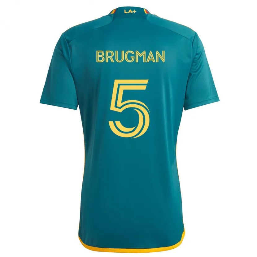 Danxen Kid Gastón Brugman #5 Green Yellow Away Jersey 2024/25 T-Shirt