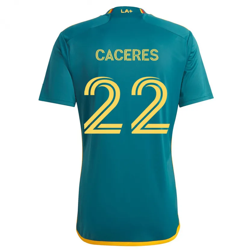 Danxen Kid Martín Cáceres #22 Green Yellow Away Jersey 2024/25 T-Shirt