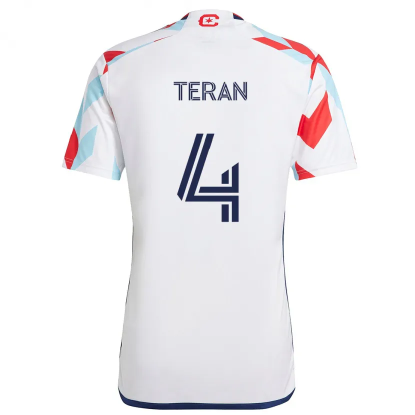 Danxen Kid Carlos Terán #4 White Red Blue Away Jersey 2024/25 T-Shirt