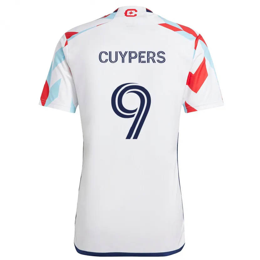 Danxen Kid Hugo Cuypers #9 White Red Blue Away Jersey 2024/25 T-Shirt