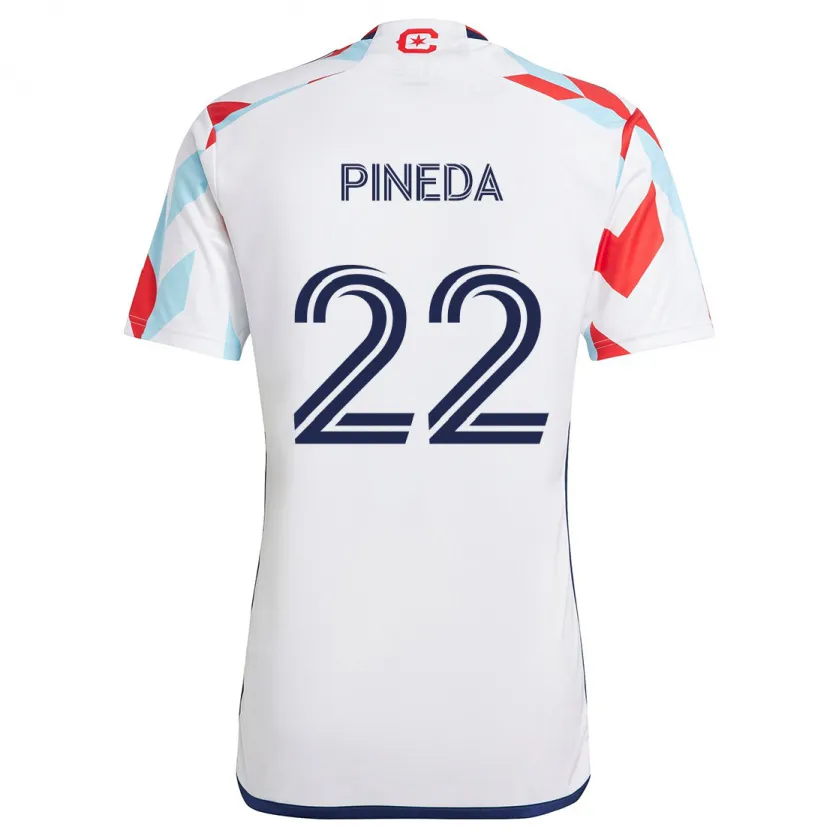 Danxen Kid Mauricio Pineda #22 White Red Blue Away Jersey 2024/25 T-Shirt