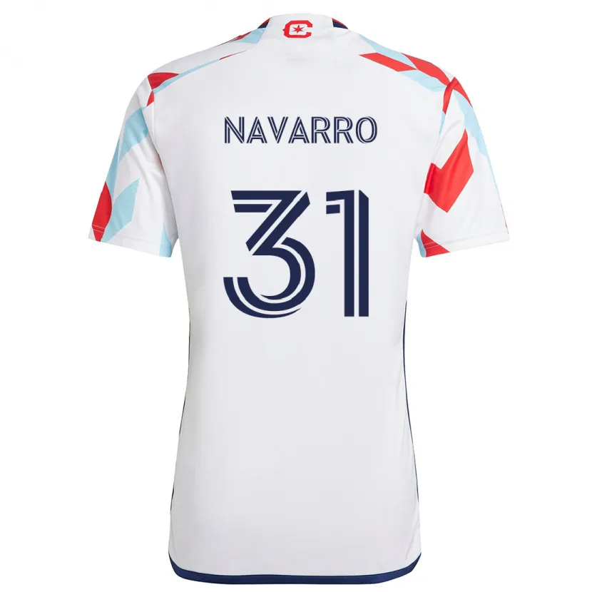 Danxen Kid Federico Navarro #31 White Red Blue Away Jersey 2024/25 T-Shirt