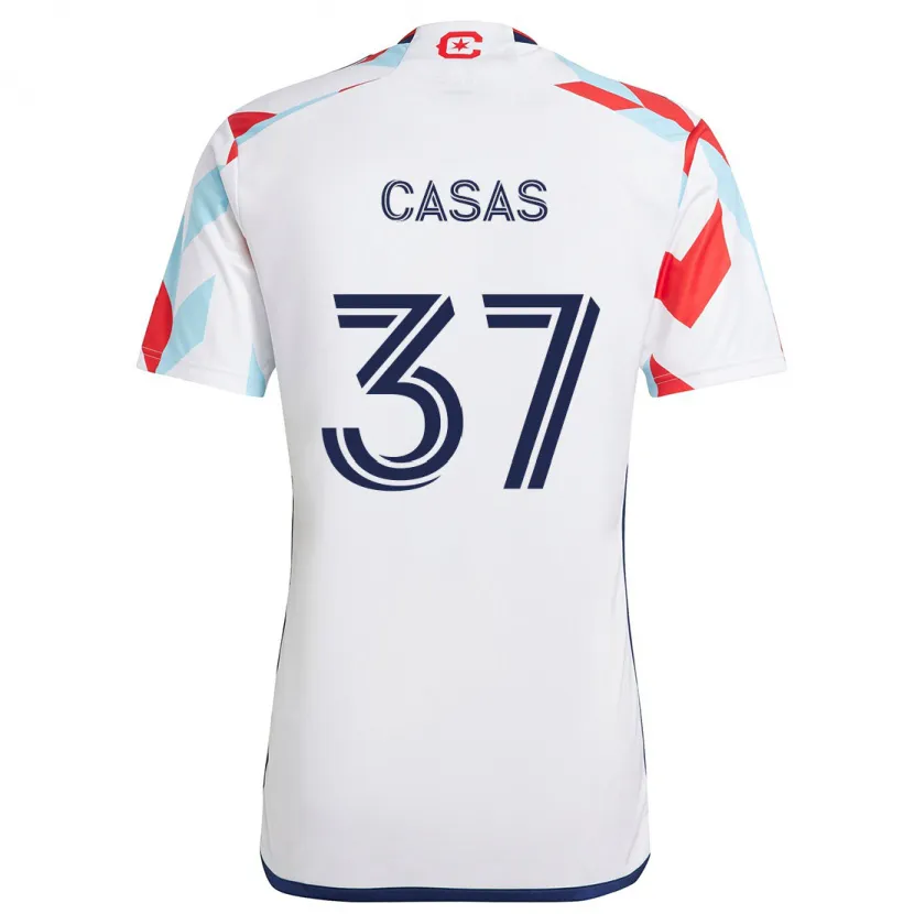 Danxen Kid Javier Casas #37 White Red Blue Away Jersey 2024/25 T-Shirt