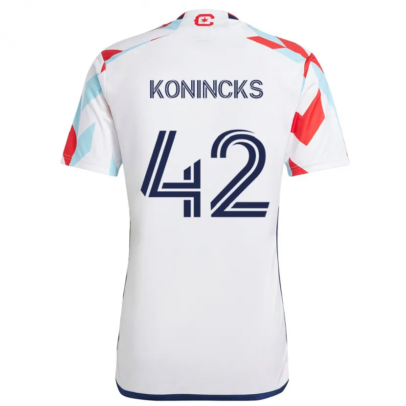 Danxen Kid Diego Konincks #42 White Red Blue Away Jersey 2024/25 T-Shirt