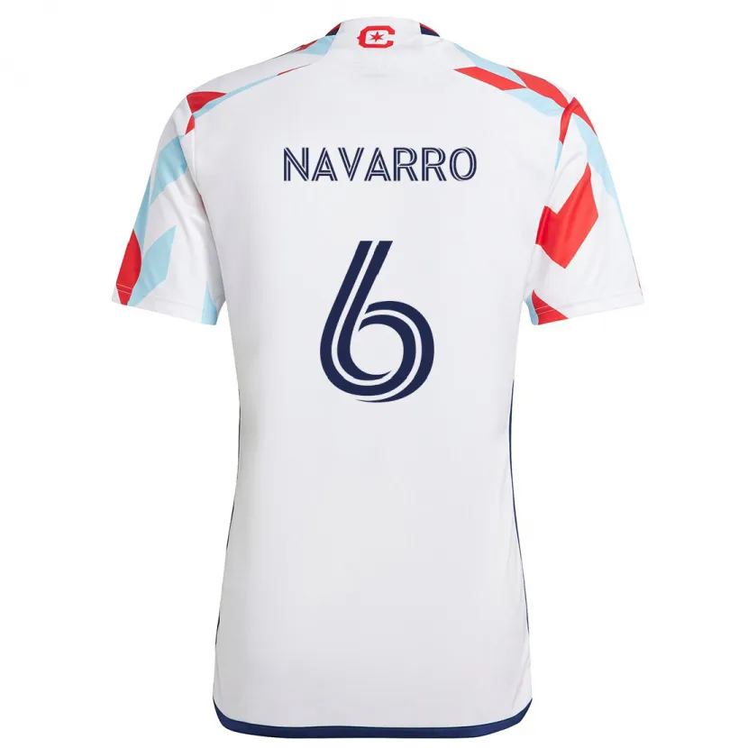 Danxen Kid Miguel Navarro #6 White Red Blue Away Jersey 2024/25 T-Shirt