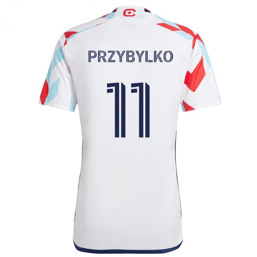 Danxen Kid Kacper Przybylko #11 White Red Blue Away Jersey 2024/25 T-Shirt