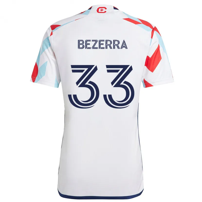 Danxen Kid Victor Bezerra #33 White Red Blue Away Jersey 2024/25 T-Shirt