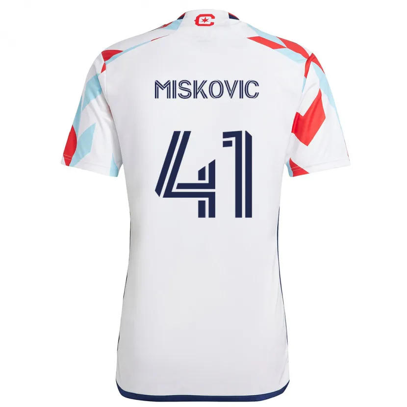 Danxen Kid Mihajlo Miskovic #41 White Red Blue Away Jersey 2024/25 T-Shirt