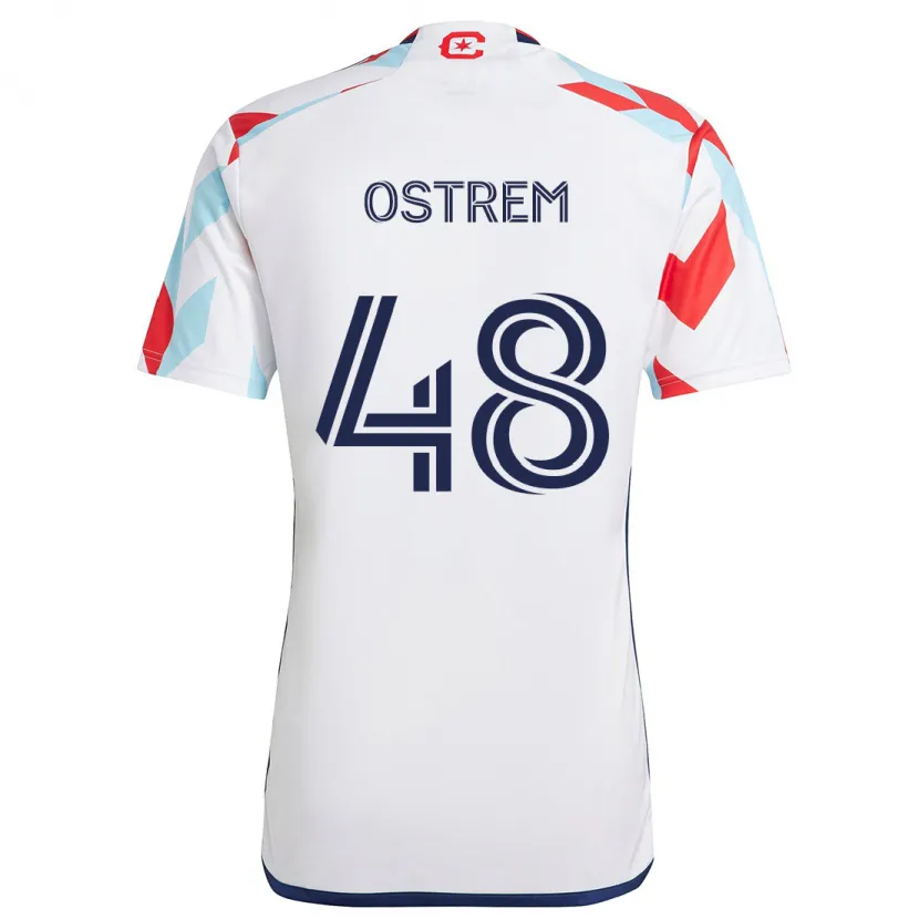 Danxen Kid Charlie Ostrem #48 White Red Blue Away Jersey 2024/25 T-Shirt