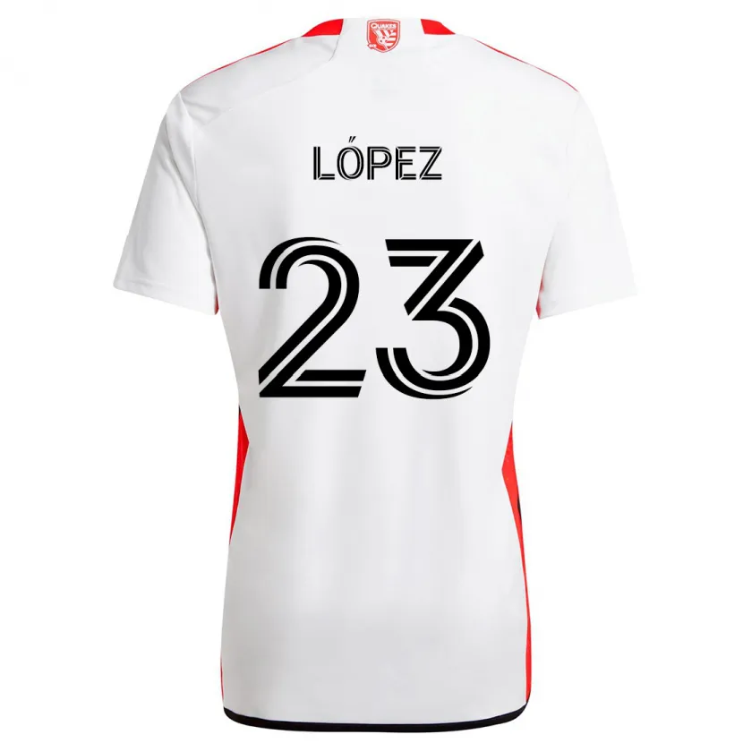 Danxen Kid Hernán López #23 White Red Away Jersey 2024/25 T-Shirt