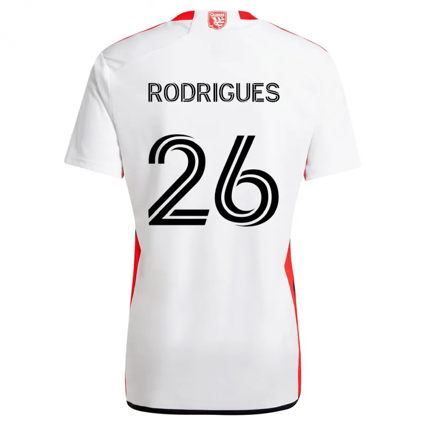 Danxen Kid Rodrigues #26 White Red Away Jersey 2024/25 T-Shirt