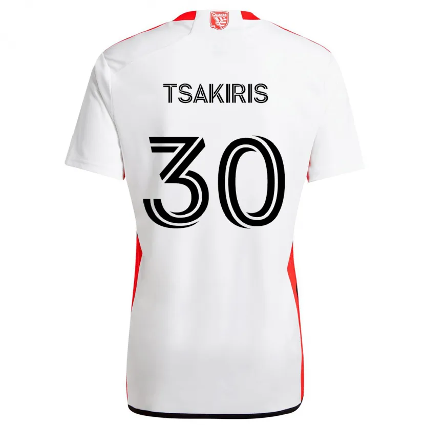 Danxen Kid Niko Tsakiris #30 White Red Away Jersey 2024/25 T-Shirt