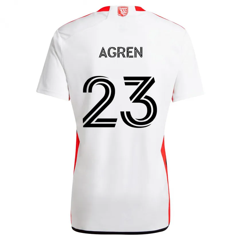 Danxen Kid Oskar Agren #23 White Red Away Jersey 2024/25 T-Shirt