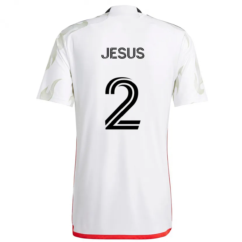 Danxen Kid Geovane Jesus #2 White Red Black Away Jersey 2024/25 T-Shirt