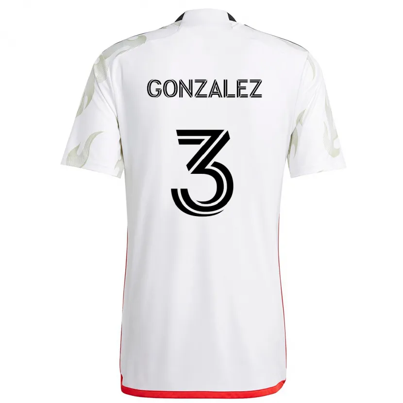 Danxen Kid Omar González #3 White Red Black Away Jersey 2024/25 T-Shirt