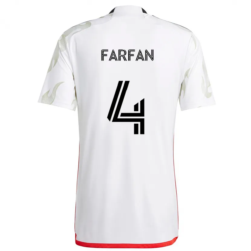 Danxen Kid Marco Farfán #4 White Red Black Away Jersey 2024/25 T-Shirt