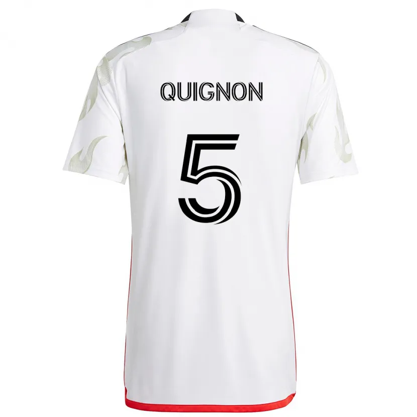 Danxen Kid Facundo Quignón #5 White Red Black Away Jersey 2024/25 T-Shirt